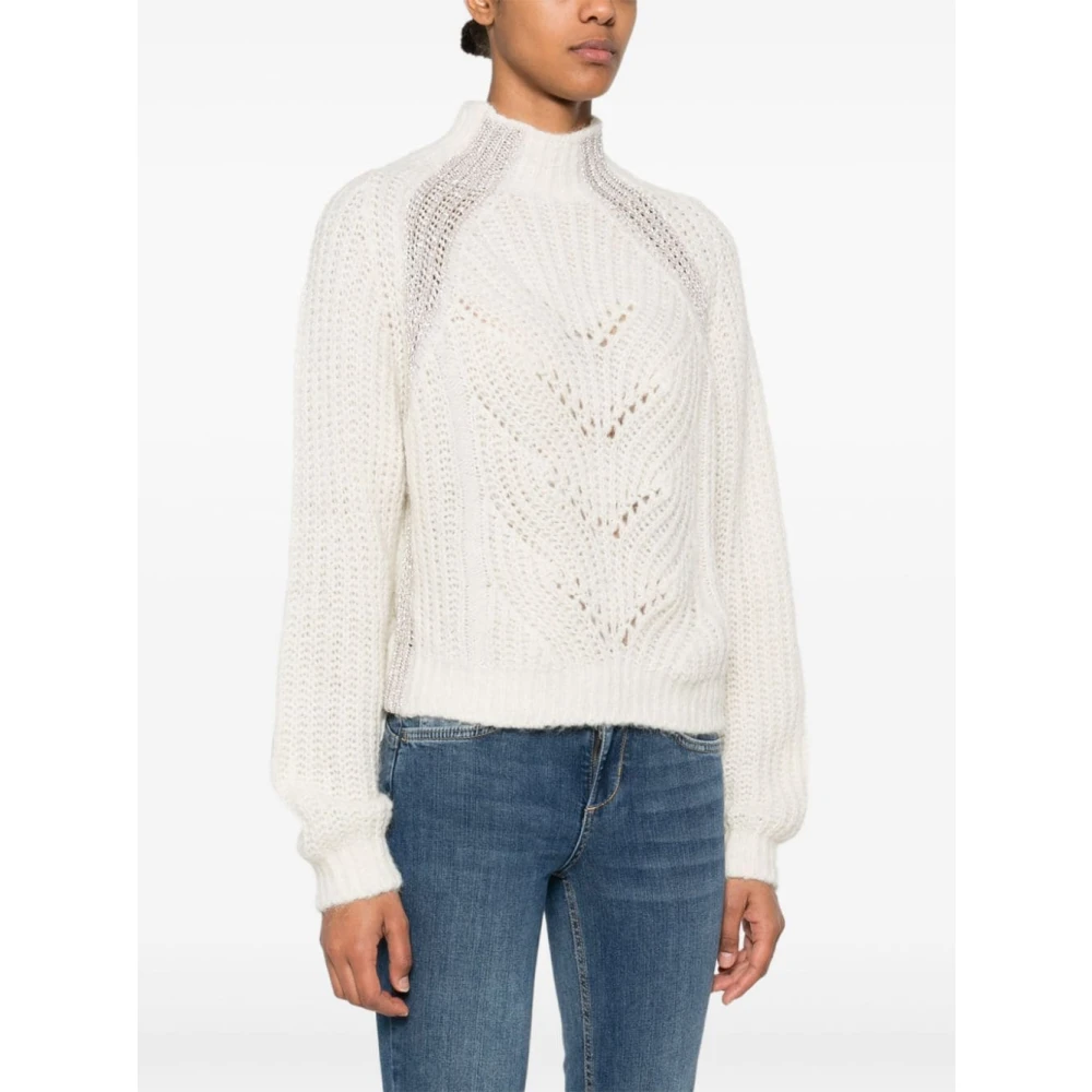Liu Jo Witte Gebreide Trui met Lurex-details White Dames