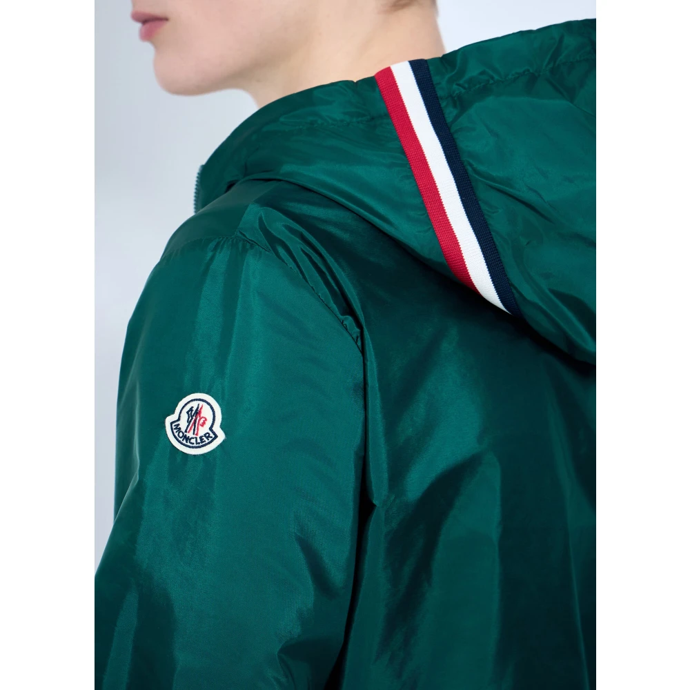 Moncler Gestreepte capuchon windjack Green Heren
