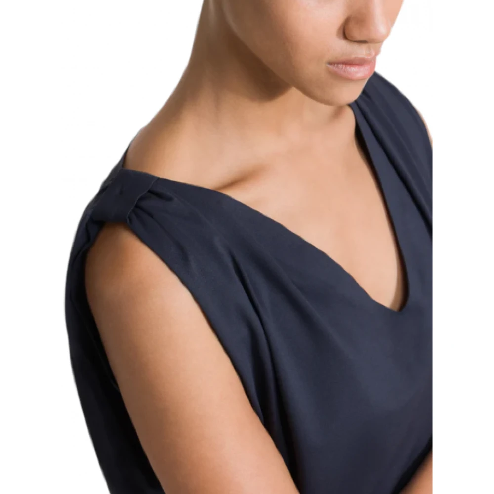RRD Zwarte gedrapeerde cupro jurk Oxford Kim Black Dames