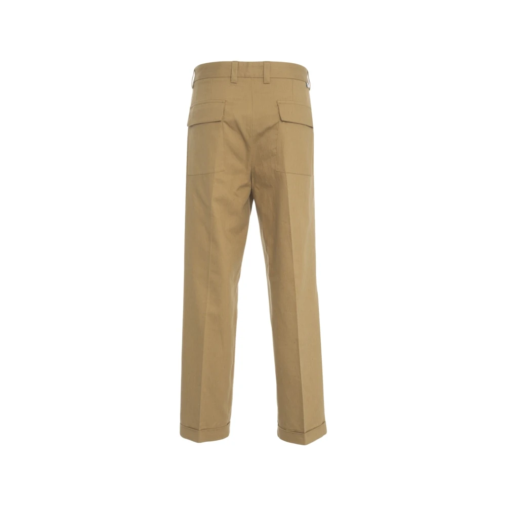 Paolo Pecora Beige Linnen Blend Chino Broek Beige Heren