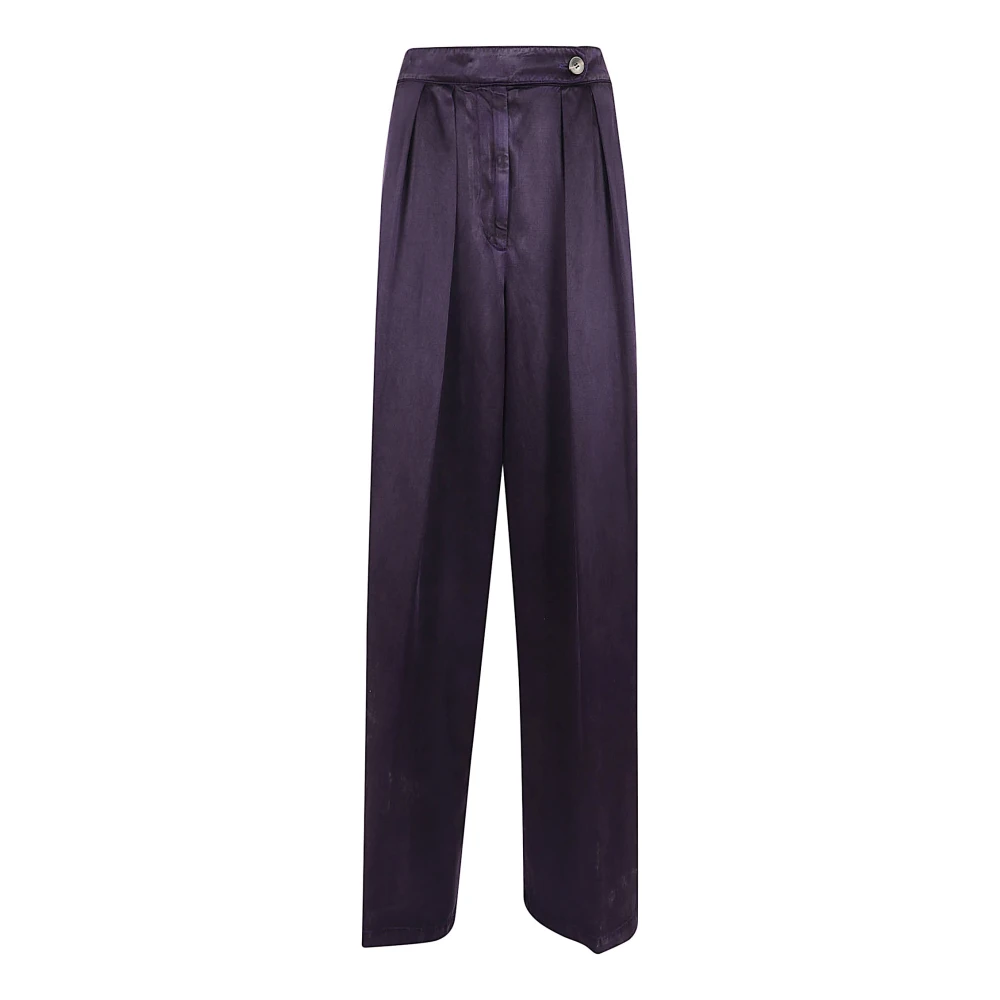 Dries Van Noten Vrouw Purper Broeken Dames, Paars, M, Leer, Pamplona Wide Broeken