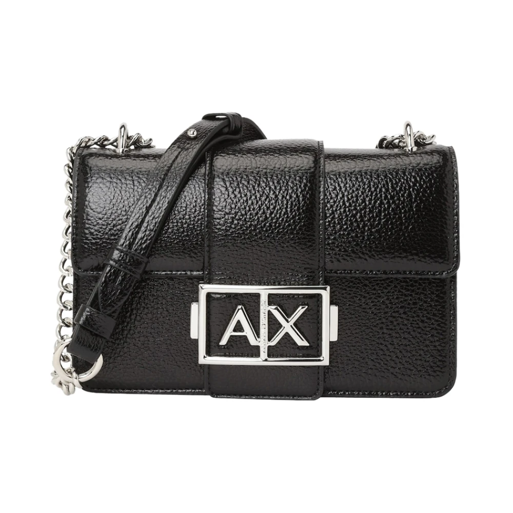 Armani Exchange Women's Black Shoulder Bag With Chain Strap