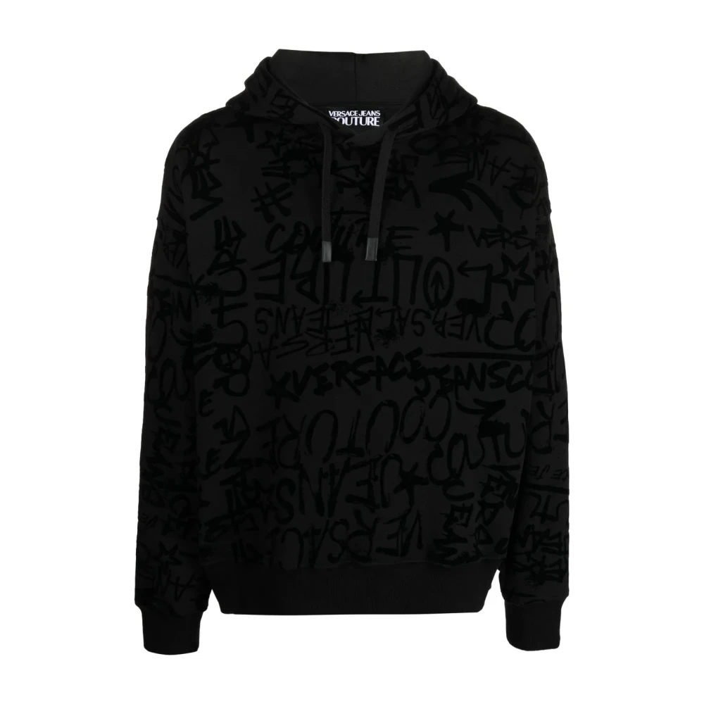 Versace Jeans Couture Graffiti Flock Svart Hoodie Black, Herr