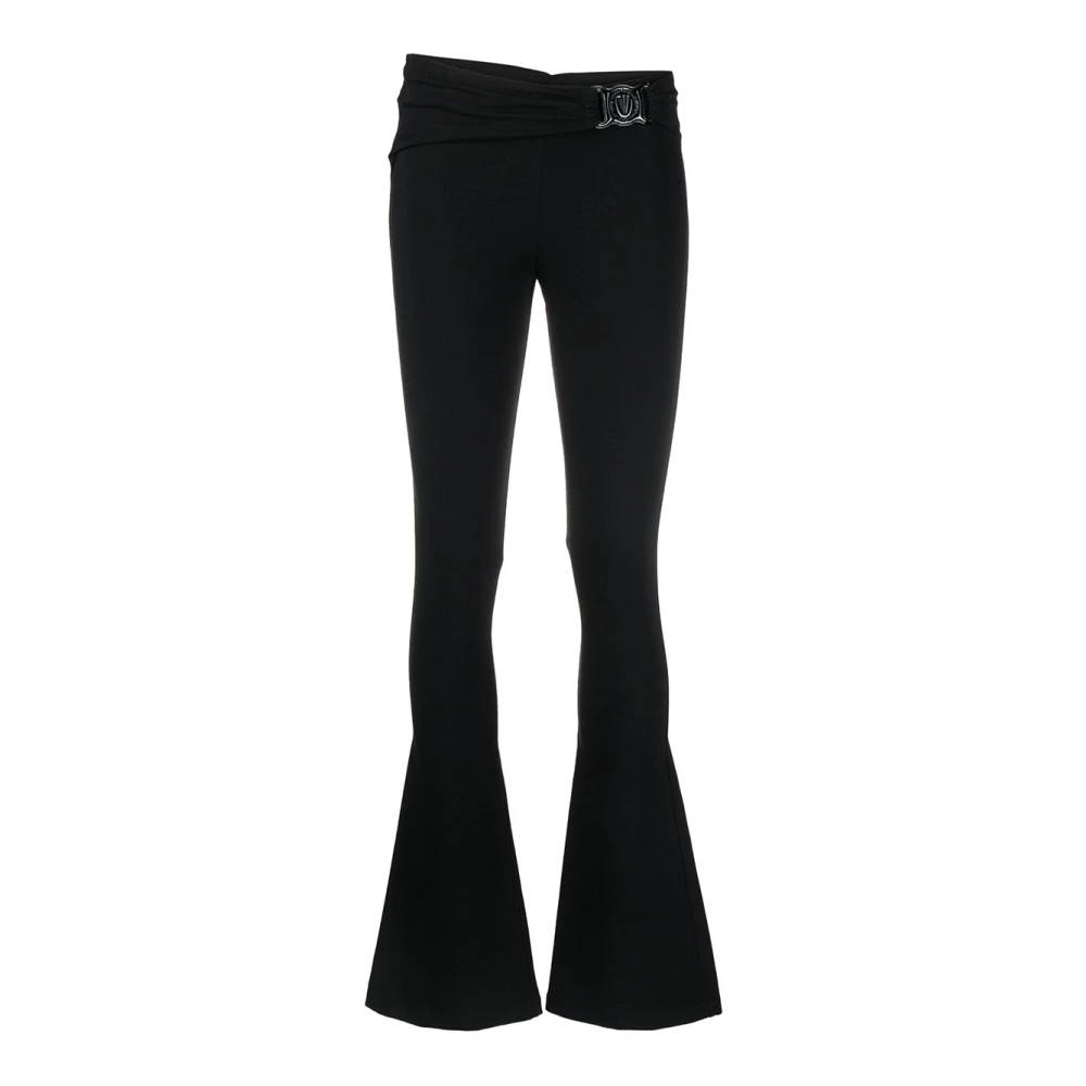 Versace Jeans Couture Svarta Byxor med Utsvängda Ben Black, Dam