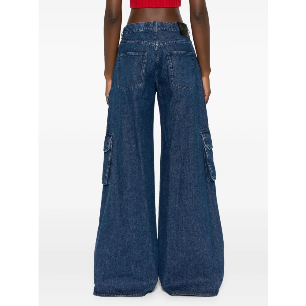 Off White Indigo Cargo Wide Leg Jeans Blue Dames