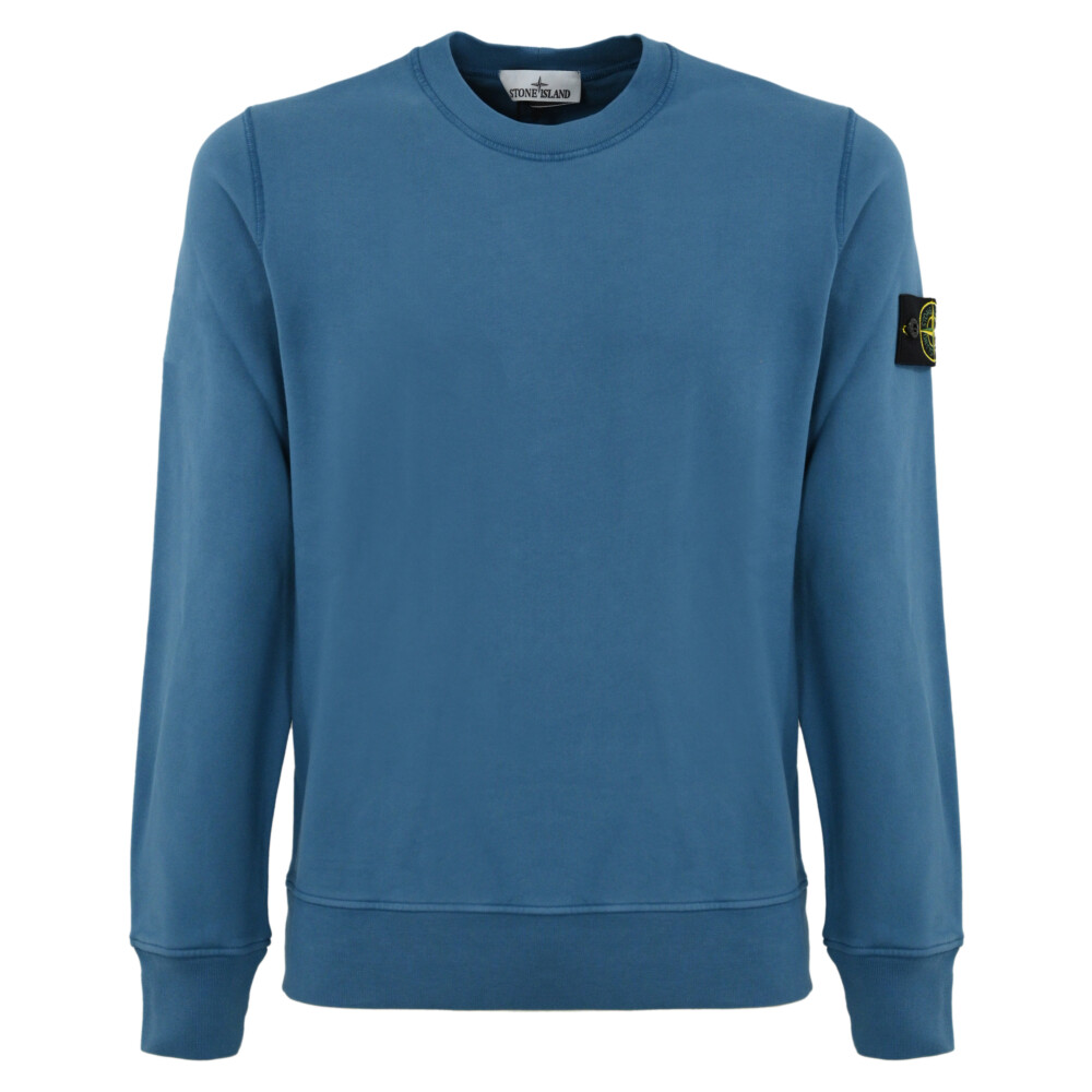 Blauwe Crewneck Sweater Katoen Regular Fit Stone Island Truien Vesten Miinto