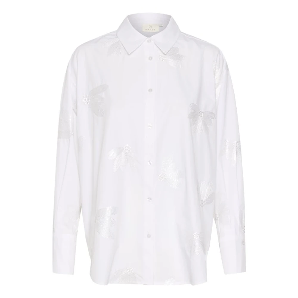 Kaffe Witte Shirt met Viscosemix White Dames