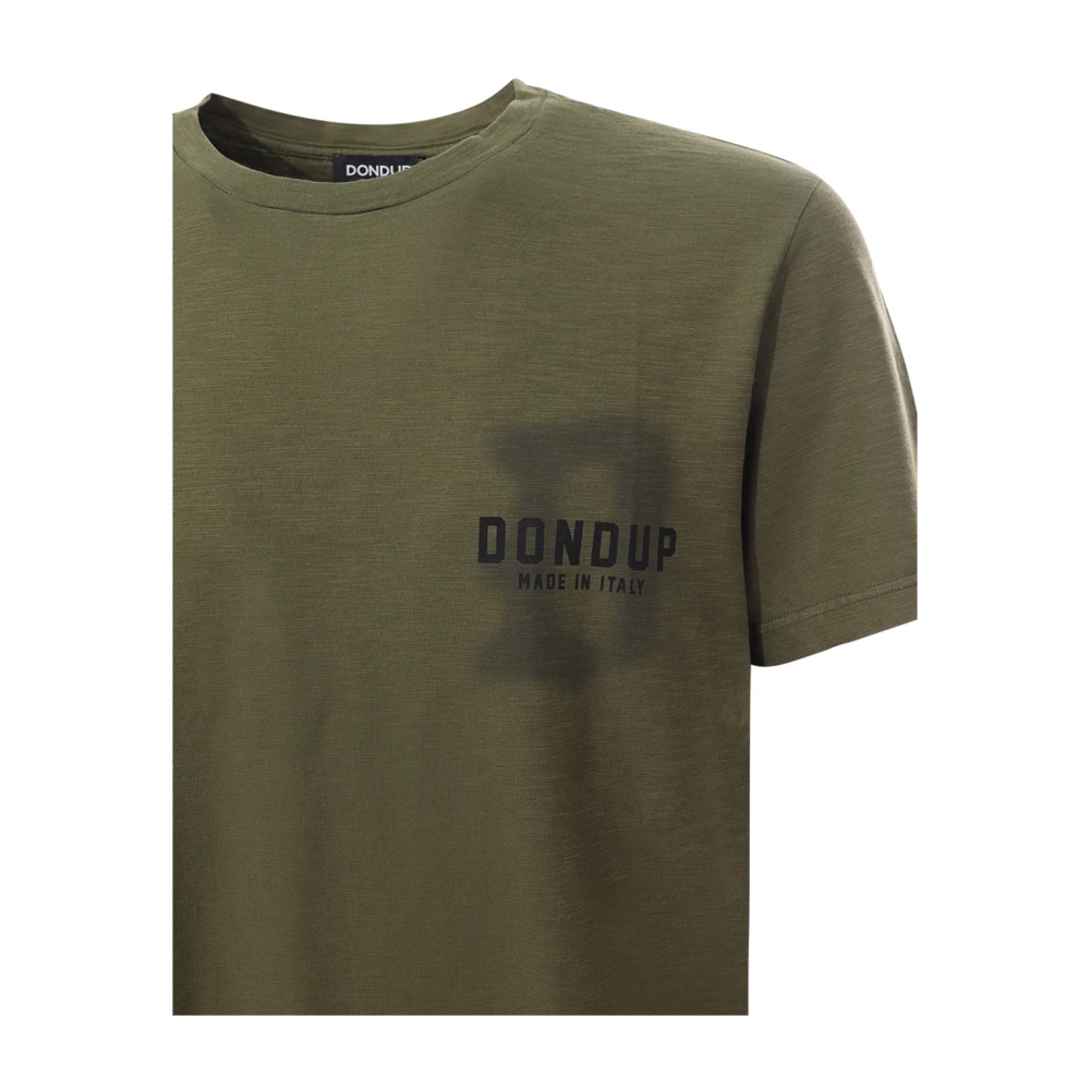 Dondup Groene Crew-neck T-shirt met Logo Green Heren