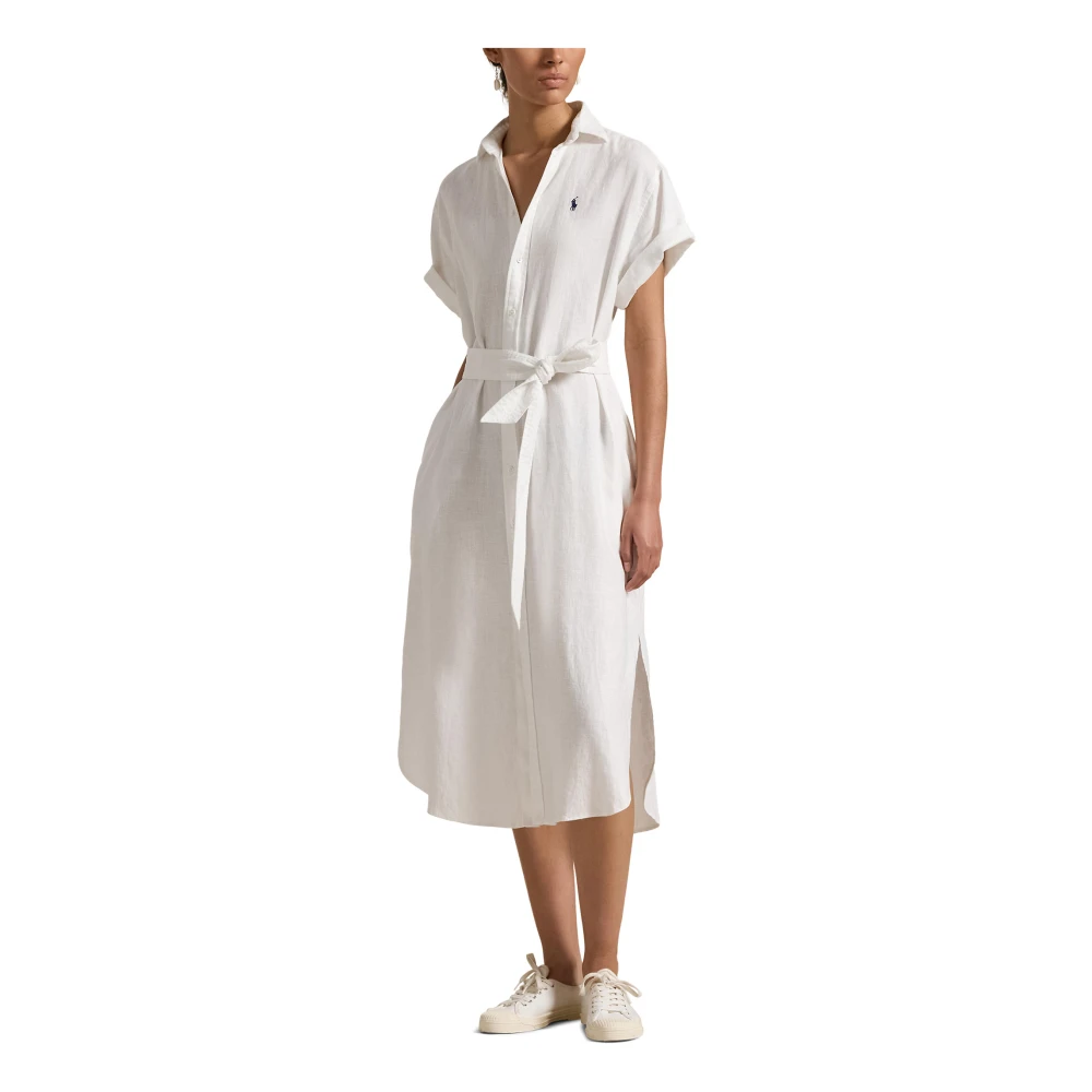 Polo Ralph Lauren Witte Linnen Jurk voor Vrouwen White Dames