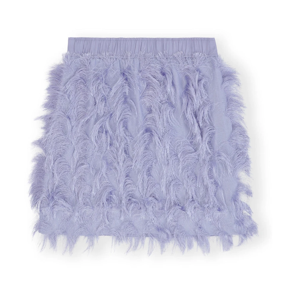 Ganni Fringed Mesh Rok Purple Dames