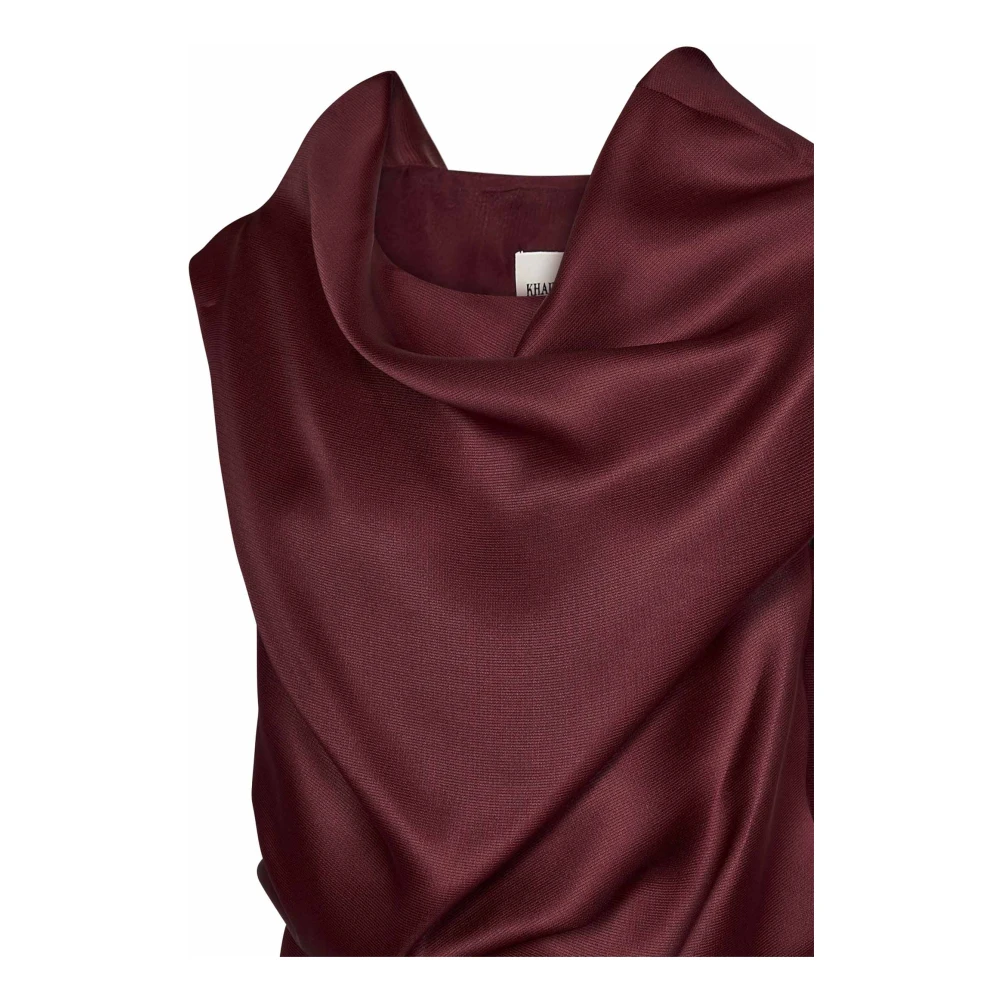 Khaite Bordeaux Zijden Top met Cowl Halslijn Red Dames