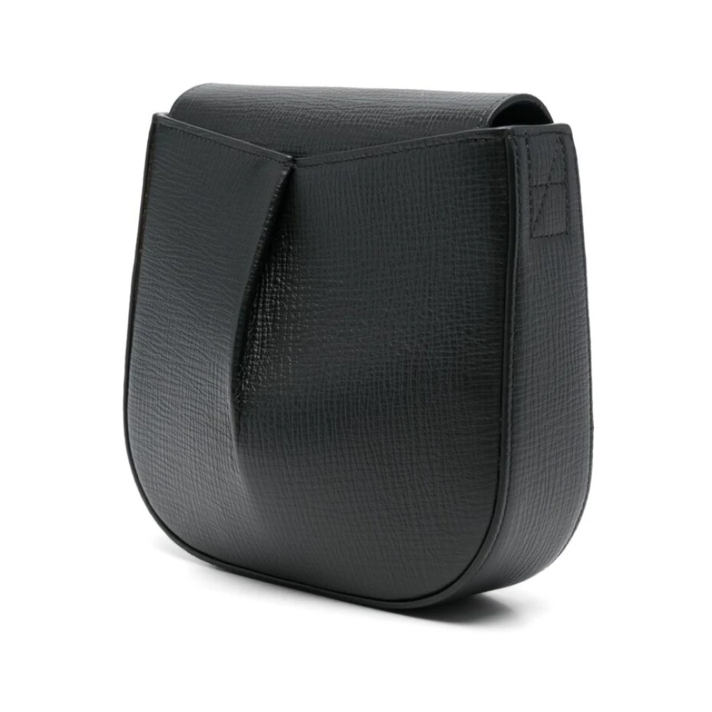 Studio Nicholson Zwarte leren schoudertas met magnetische sluiting Black Dames