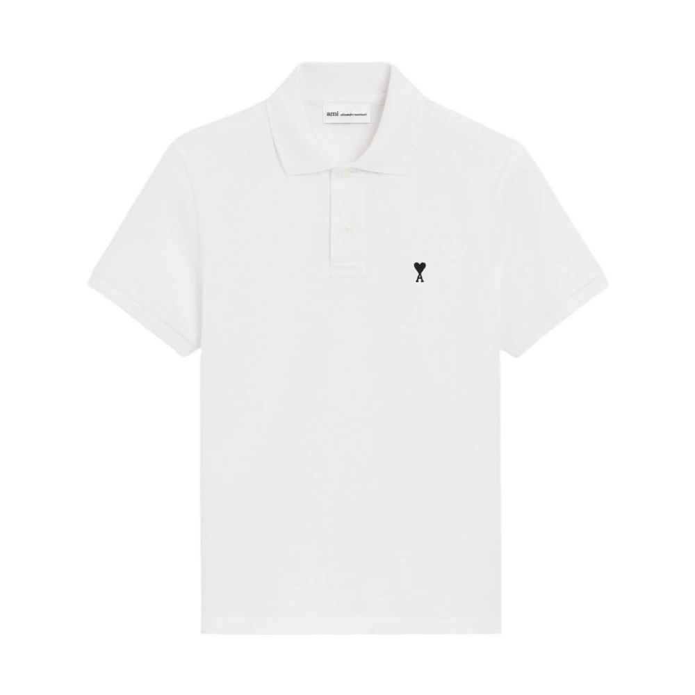 Ami Paris Uomo Bianco Polo Ami De Coeur - Immagine 3
