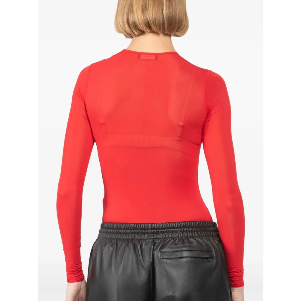 Wardrobe.nyc Doorschijnende Bodysuit Red Dames