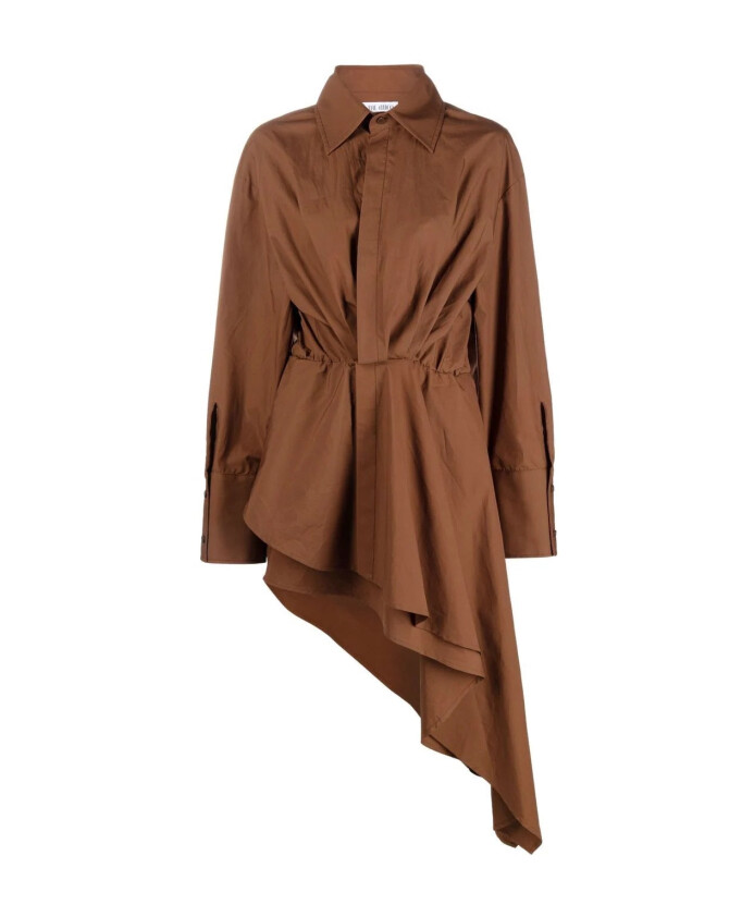 mini-robe-chemise-marron-en-coton