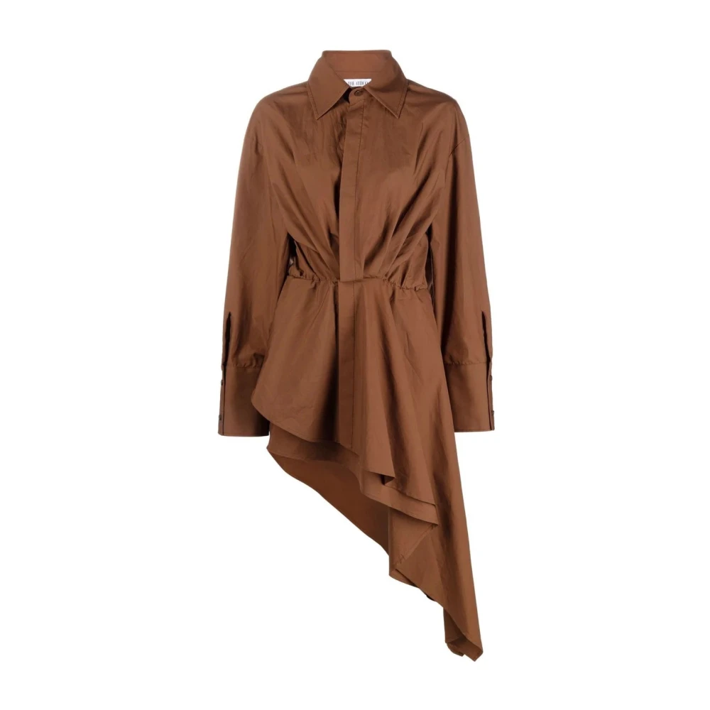 The Attico Bruine Katoenen Blouse Mini Jurk Brown Dames