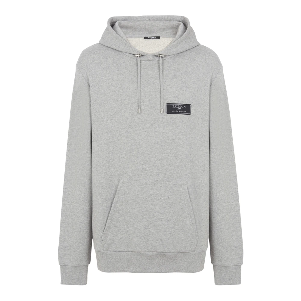 Balmain label hoodie Gray Heren