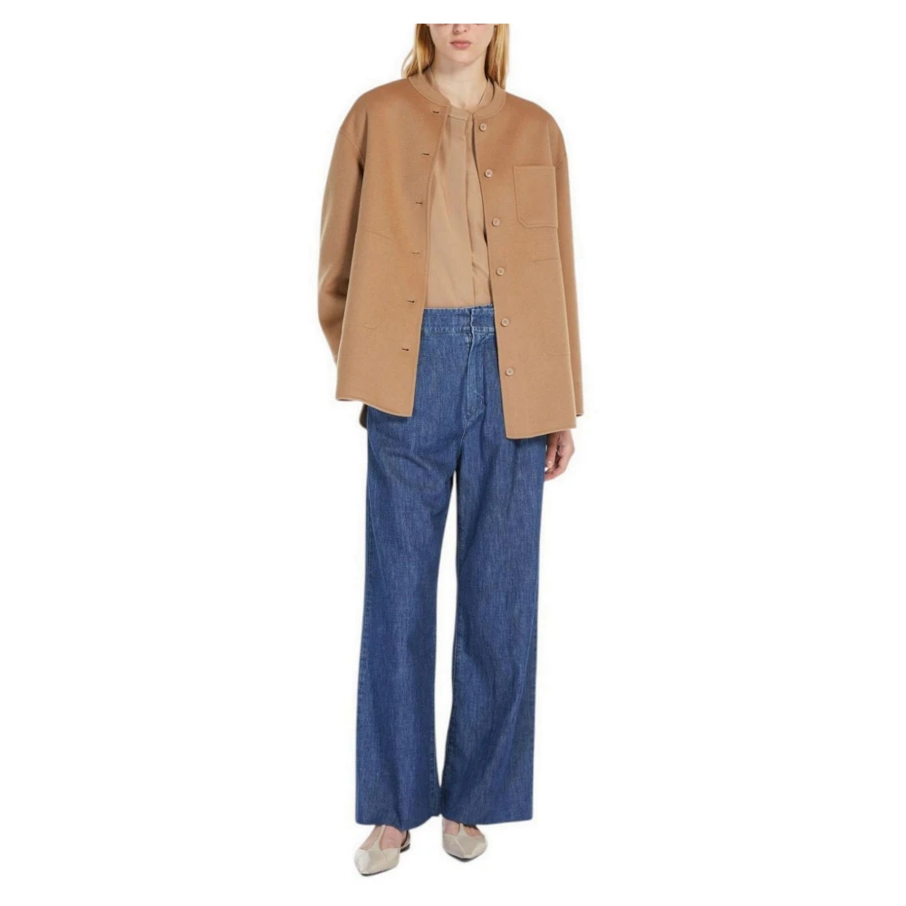 Max Mara Studio Wijde Pijp Denim Broek Blue Dames