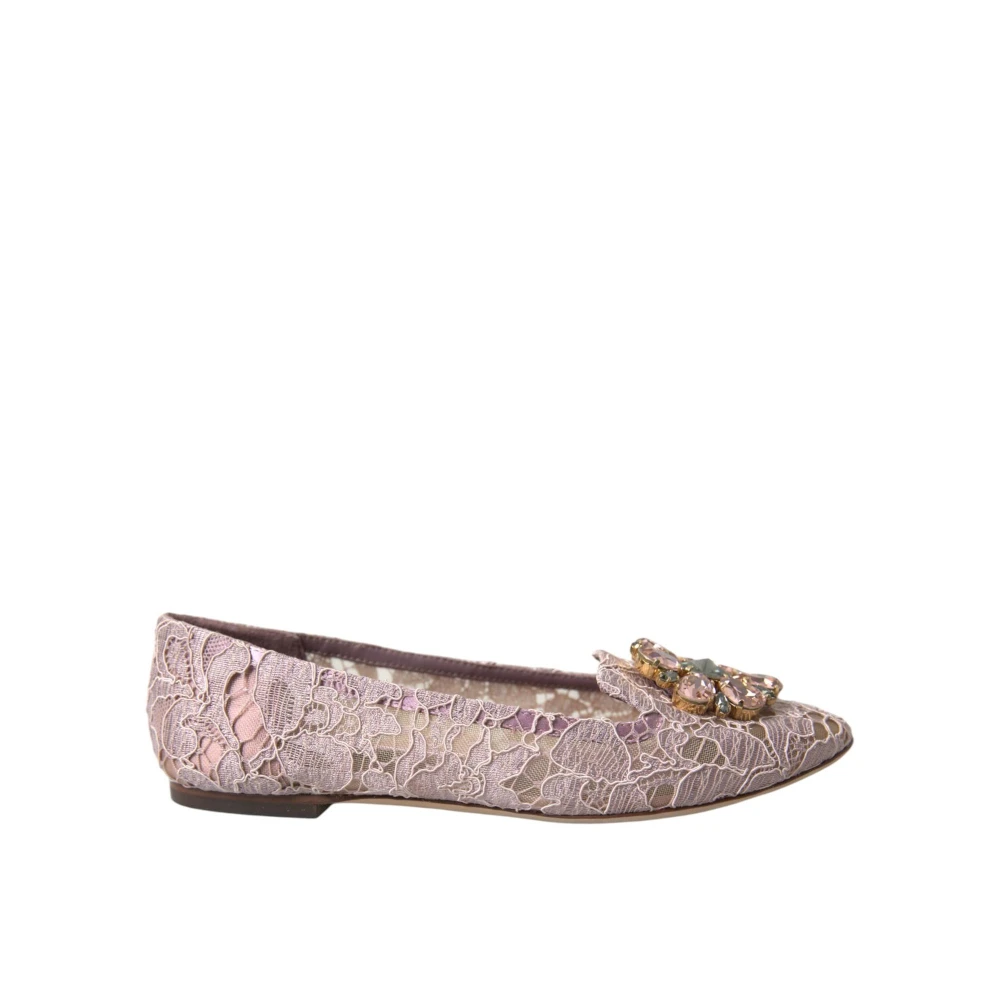 Dolce & Gabbana Women's Pink Ballerina Shoes, 2 1/2 Uk, Crystal Embellished Ballet Flats