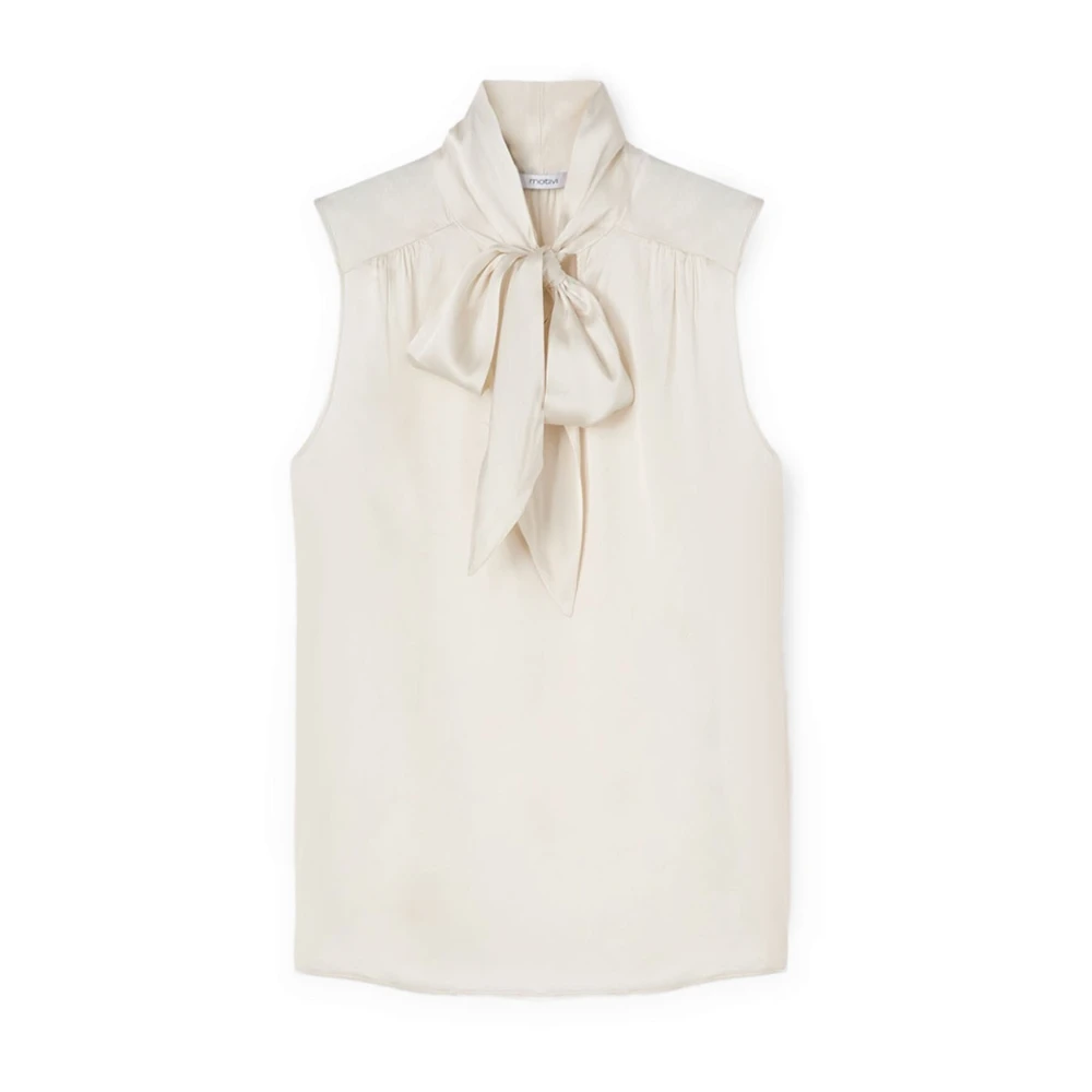 Motivi Top met strik van satijn White Dames