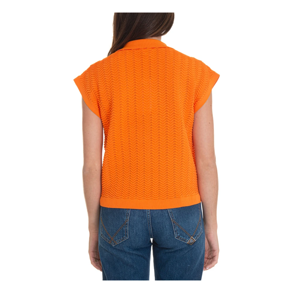 Suncoo Mouwloos poloshirt met V-hals Orange Dames
