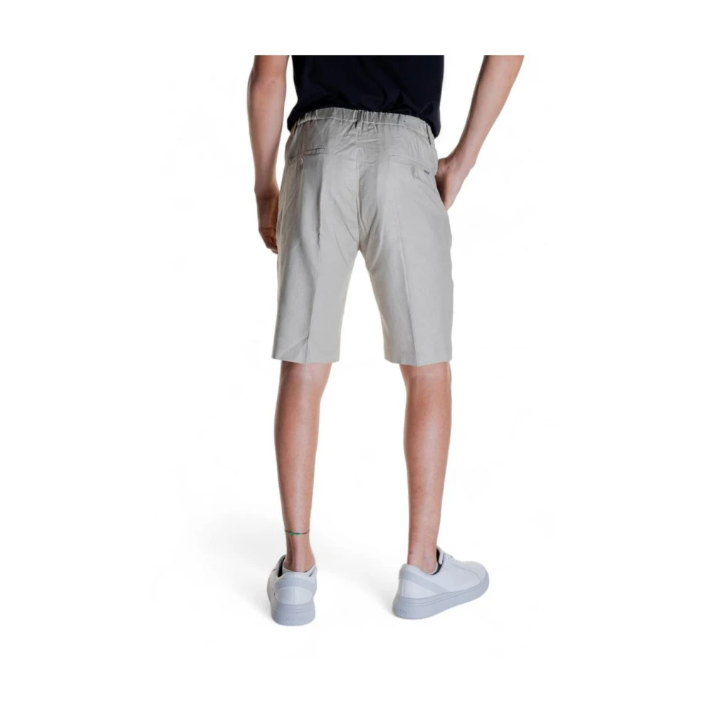 Antony Morato Beige Linnen Geplooide Shorts Gray Heren