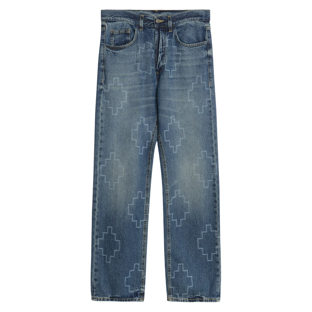 Marcelo Burlon Blue Straight Jeans - Male - Straight Fit Jeans - W30 - Jeans