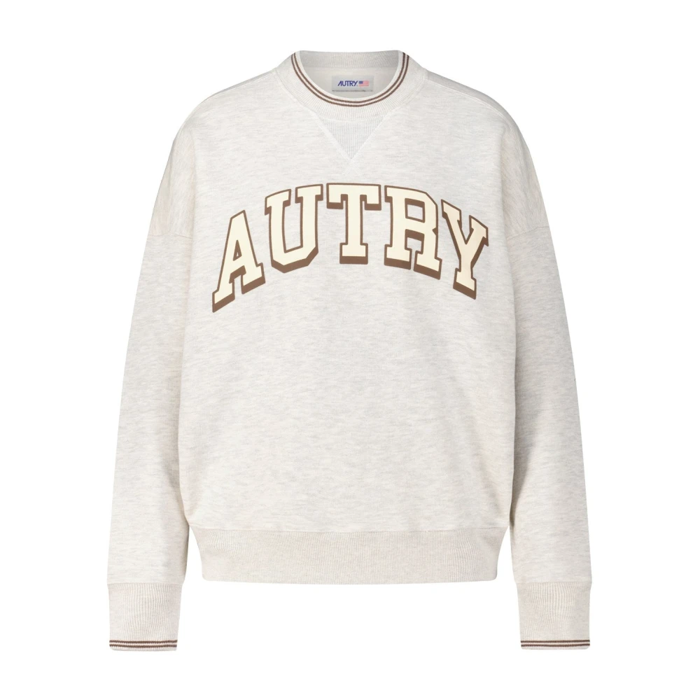 Autry Sporty Logo Crewneck Sweater Gray Dames