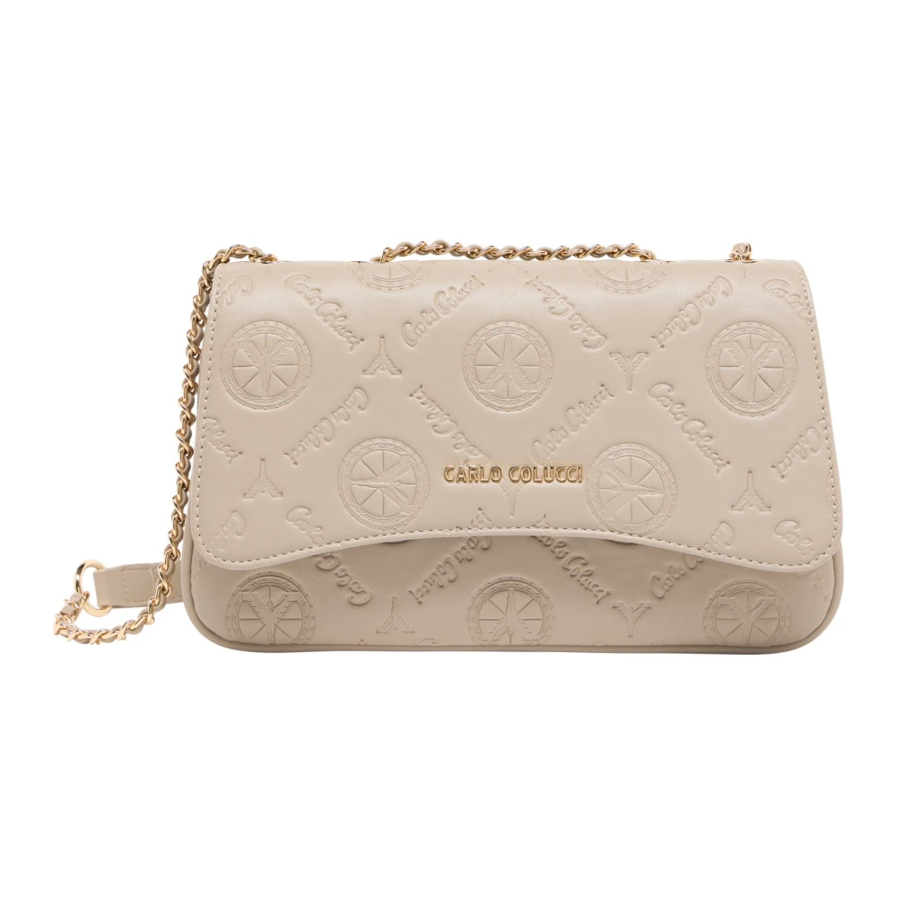 Carlo Colucci Women's Gray Elegant Logo Embossed Shoulder Bag - Shoulder Bags - One Size - Bags