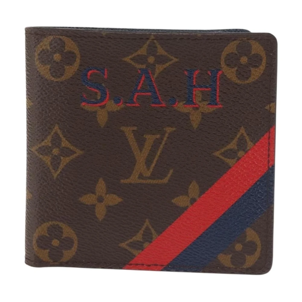 Louis Vuitton Vintage Men's Brown Pre-Owned Monogram Custom Bi-Fold Wallet