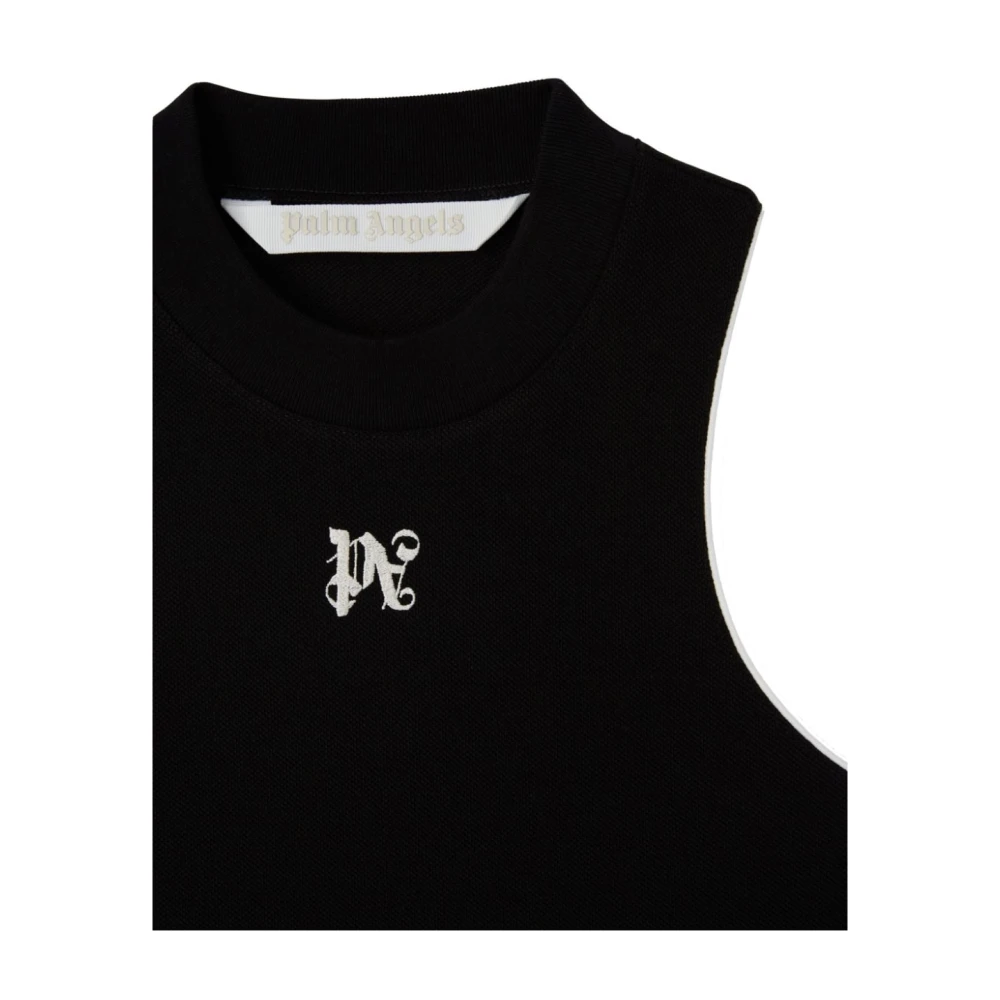 Palm Angels Geborduurd Logo Mouwloze Top Black Dames