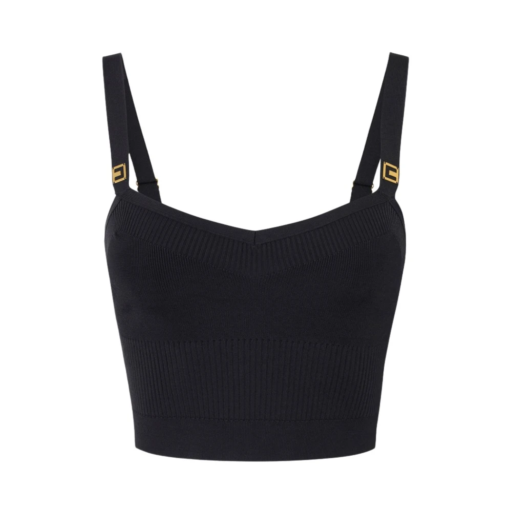 Elisabetta Franchi Women's Black Sleeveless Tops, L, Top With Style