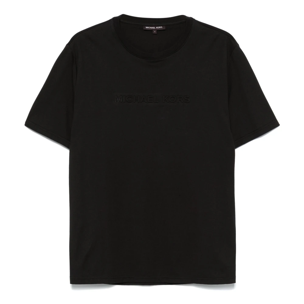 Michael Kors Logo Embossed Cotton T-Shirt Black Heren