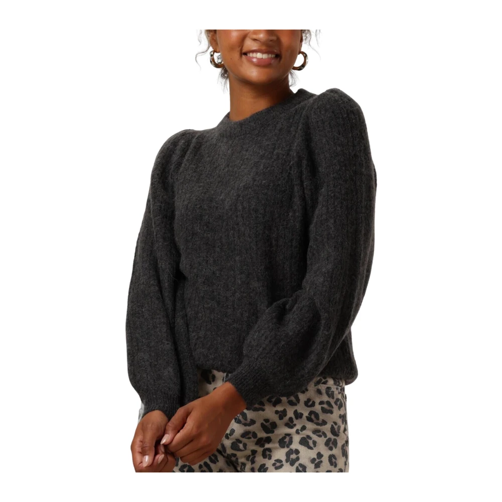 Selected Femme Grijze Gebreide O-hals Trui Gray Dames