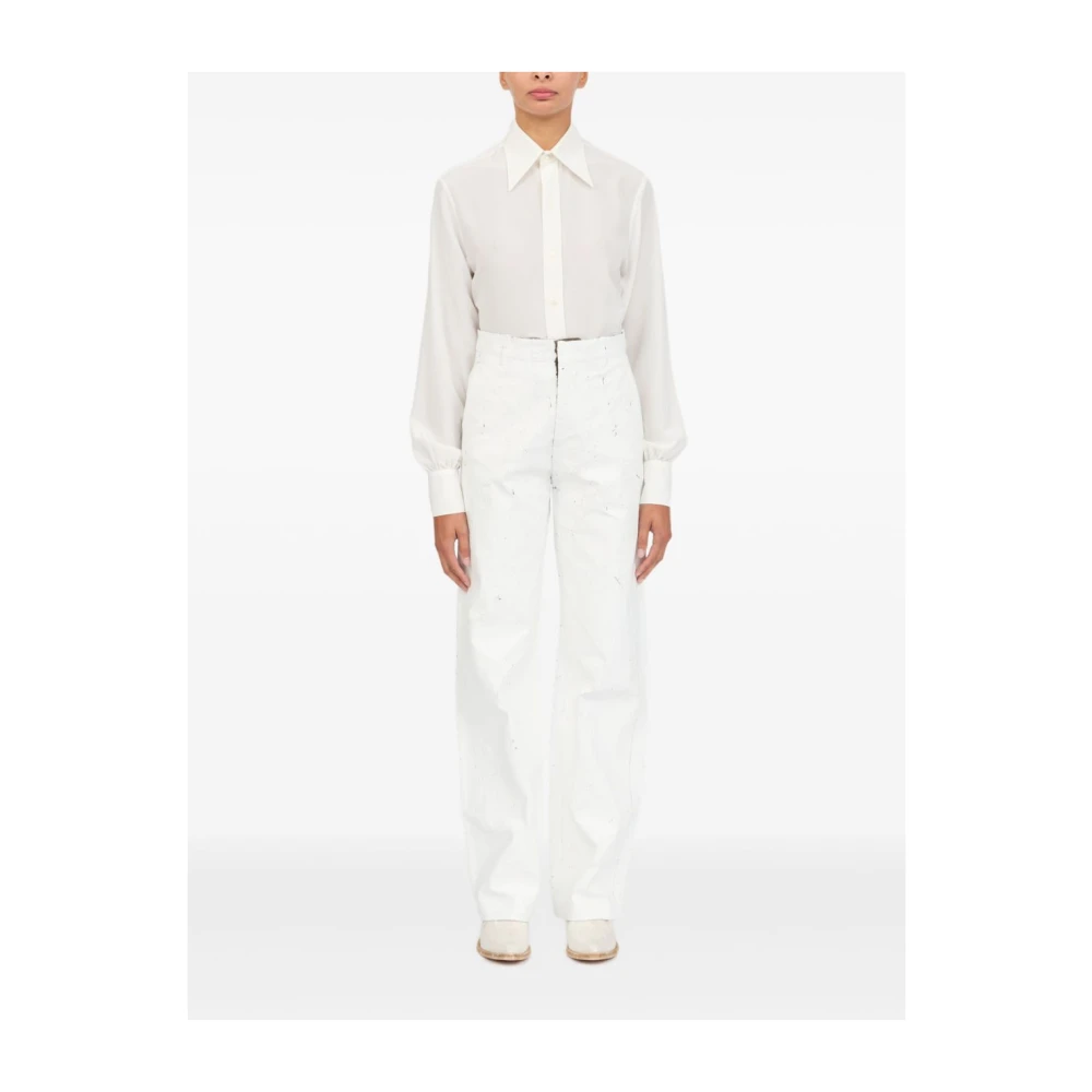 MM6 Maison Margiela Witte Broek met Verborgen Voorsluiting White Dames