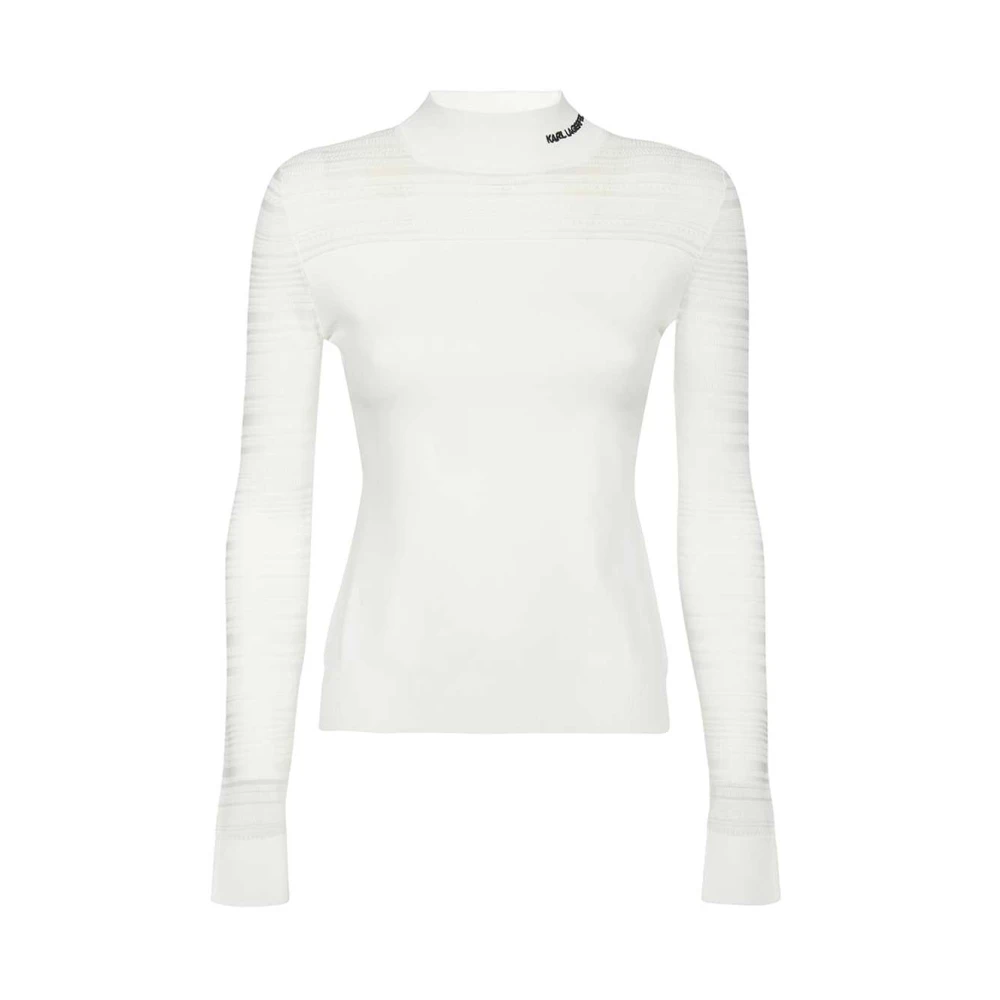 Karl Lagerfeld Turtleneck Sweater met Contrasterende Randen White Dames
