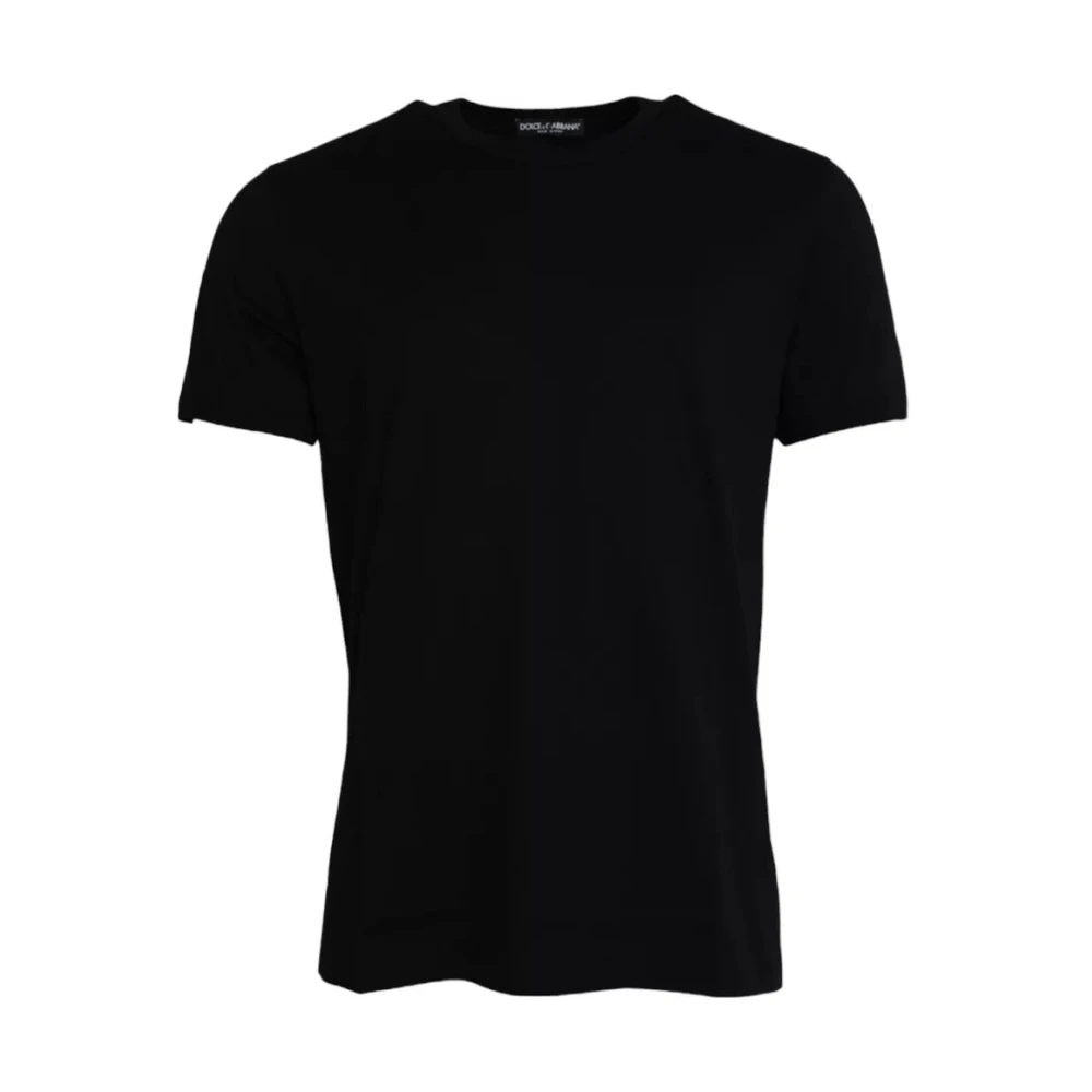 Dolce & Gabbana Zwart Katoenen T-shirt met Ronde Hals en Korte Mouwen Black Heren
