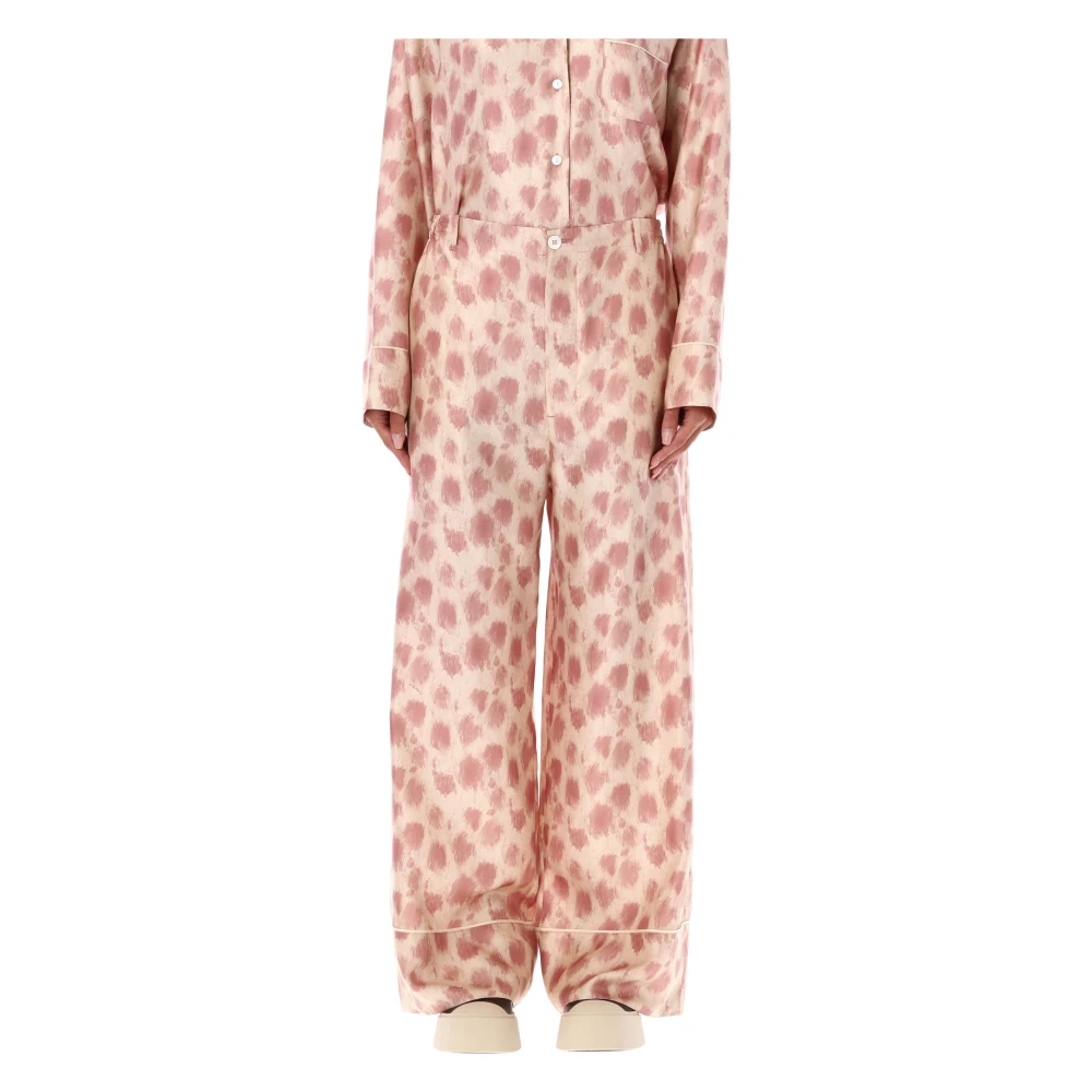 Marni Zijden Pyjamabroek met Roze Print Pink Dames