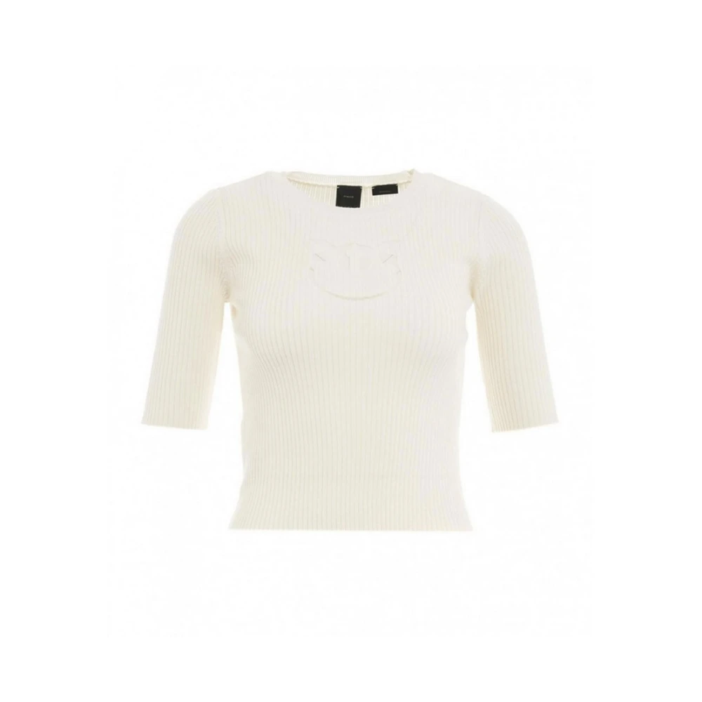 Pinko Witte Wollen Gebreide T-shirts en Polos White Dames
