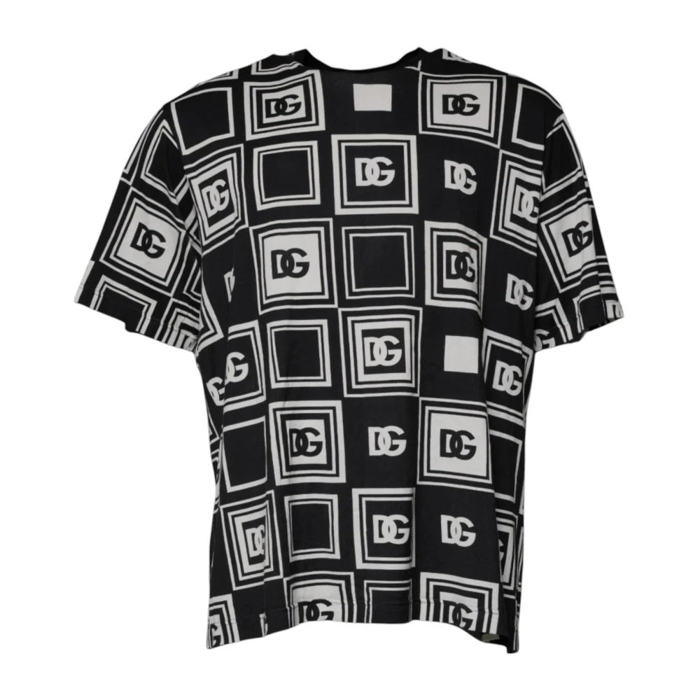 Dolce & Gabbana Monogram Katoen Crew Neck T-shirt Black Heren
