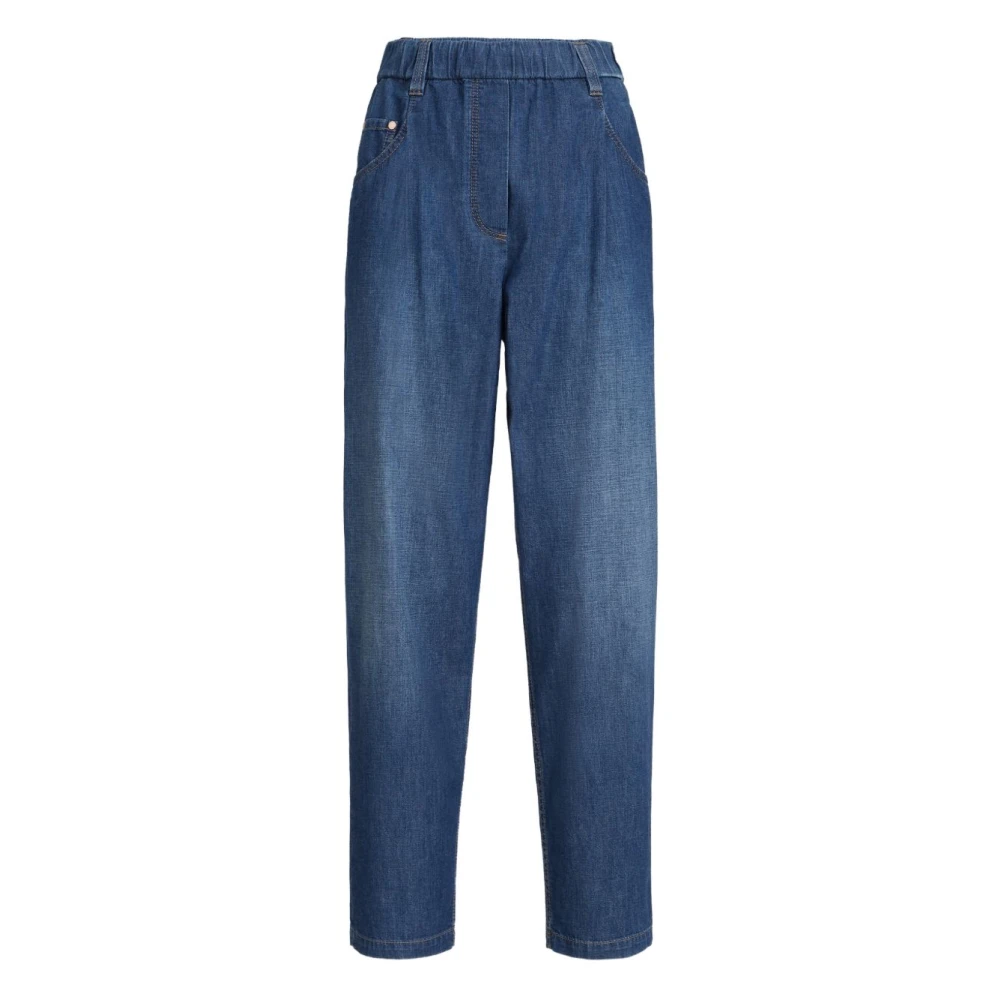 Brunello Cucinelli Women's Blue Straight Jeans - Loose Fit Jeans - M - Jeans