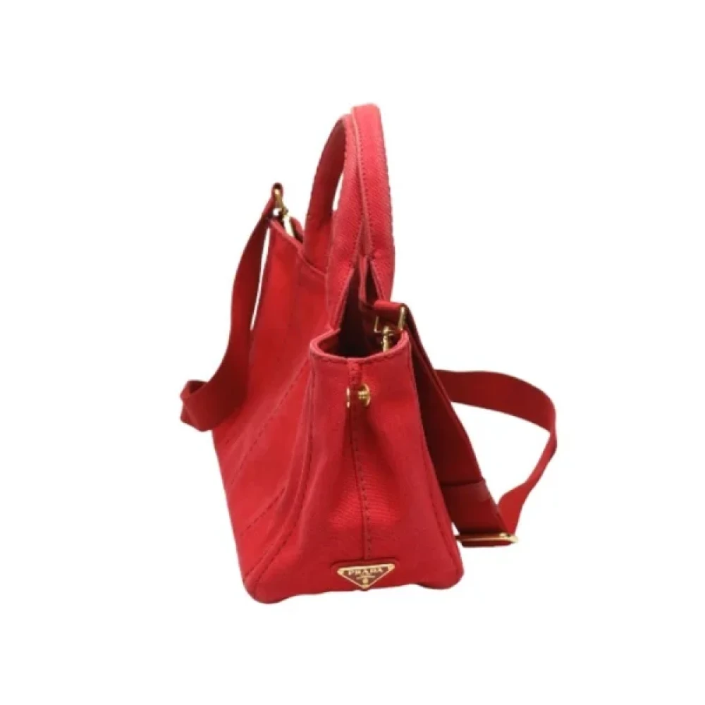 Prada Vintage Pre-owned Cotton totes Red Dames
