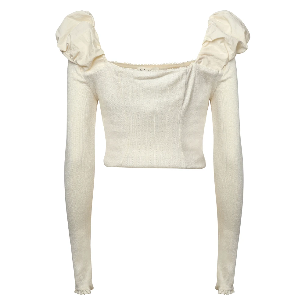 For Love & Lemons Aliyah Pointelle Longsleeve Top Roomwit White Dames