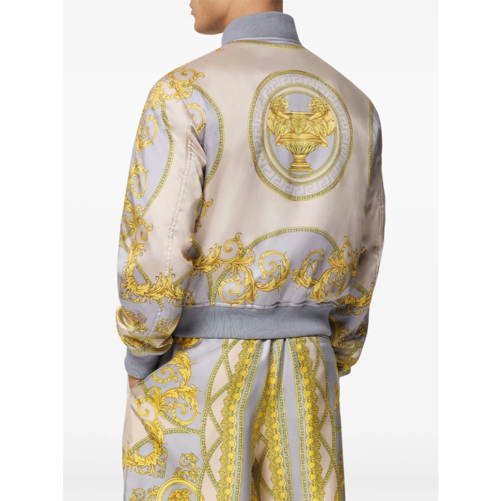 Versace Barok Print Grijze Bomberjack Multicolor Heren