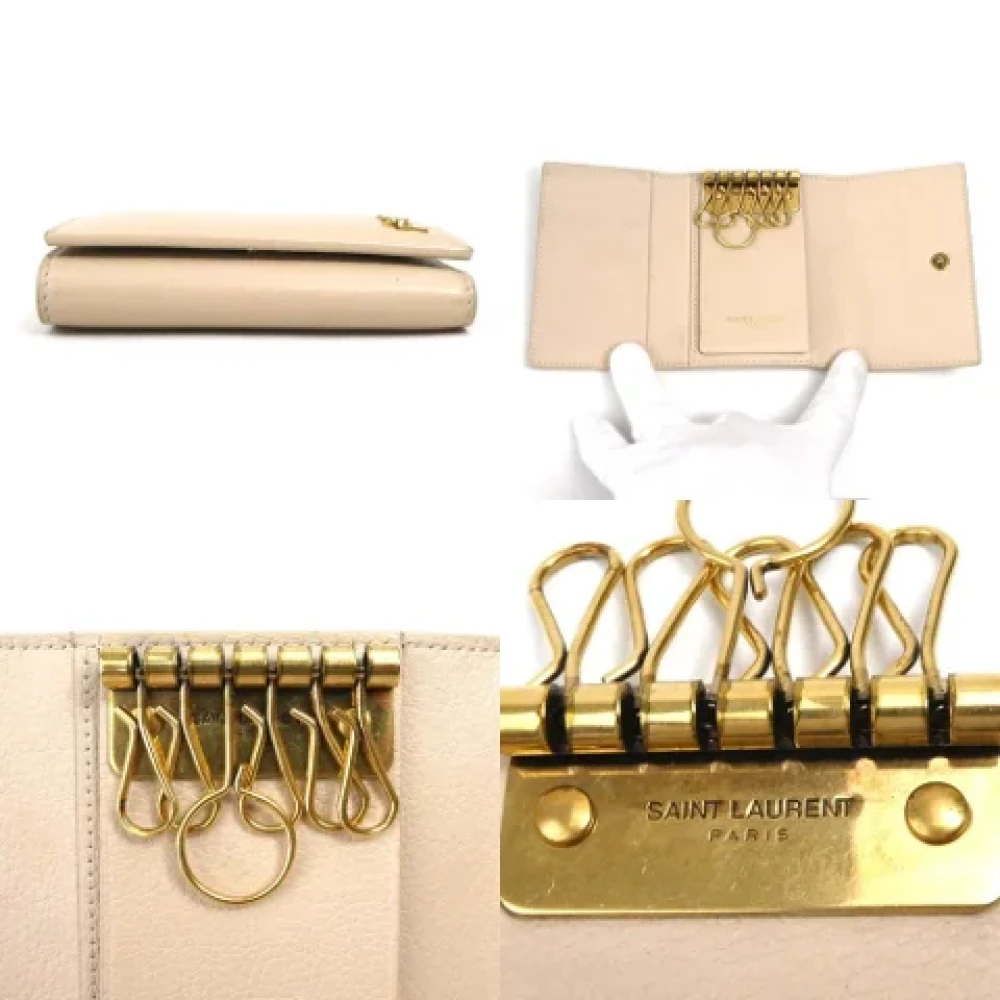 Yves Saint Laurent Vintage Pre-owned Leather key-holders Beige Dames