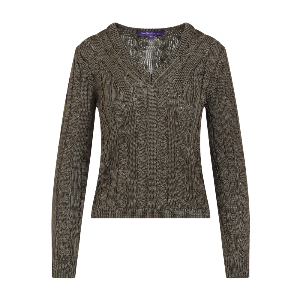Ralph Lauren Kabel Gebreide Pullover met Lange Mouwen Green Dames