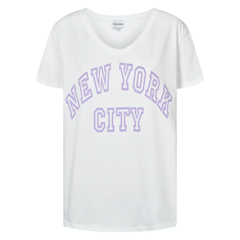 American Dreams Witte NYC Katoenen Tee met Grafische Print White Dames