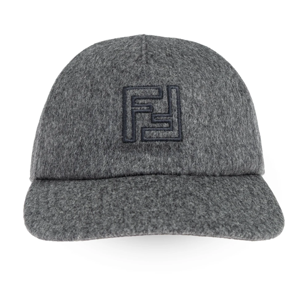 Fendi Men's Gray Wool Baseball Cap - Hats & Caps - One Size - Accessories