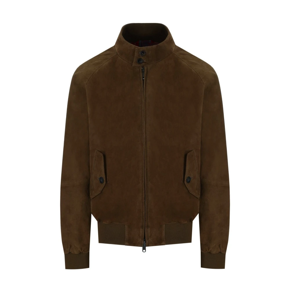 Baracuta Suede Dark Olive Bomber Jacket Brown, Herr