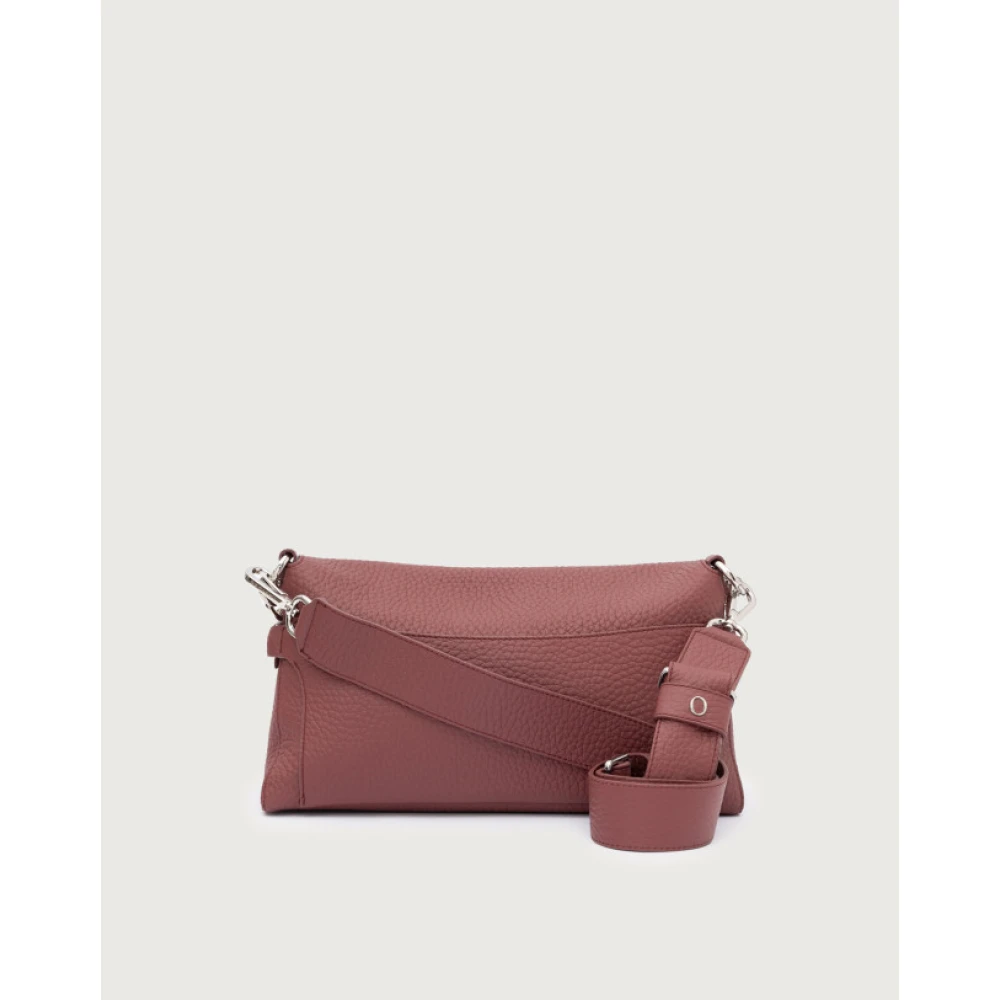 Orciani Zachte leren schoudertas met ketting en band Red Dames